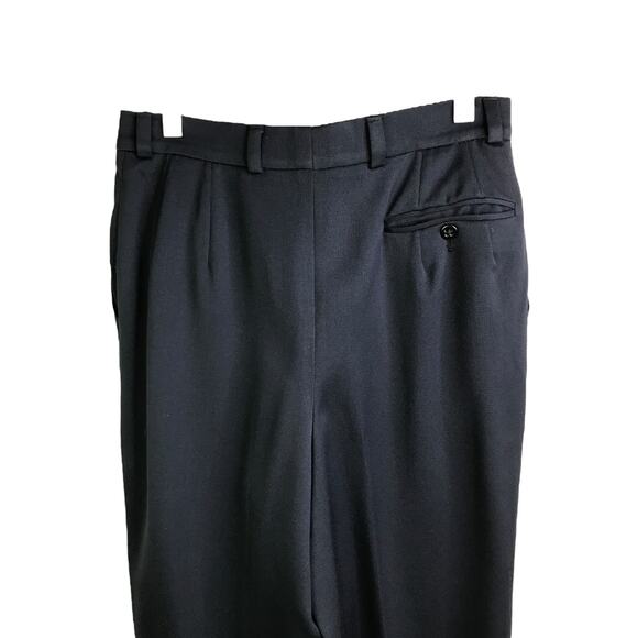 Bergdorf Goodman Pants Wns Sz 8 Blue Black Wool Pleated Front Trouser Classic - Picture 6 of 8